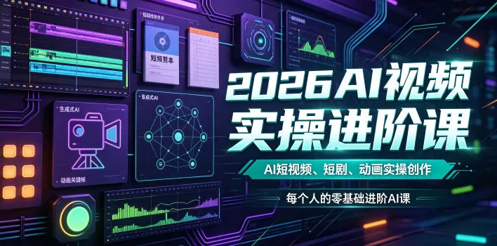 2026AI视频实操进阶课，AI短视频、短剧、动画实操创作，每个人的零基础进阶ai课-鹊桥梦网创