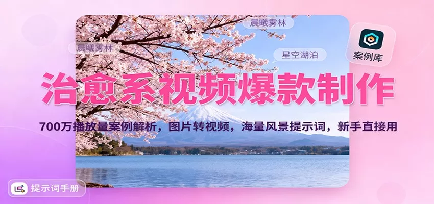 治愈系视频爆款制作,700万播放量案例解析,图片转视频,海量风景提示词,新手直接用-鹊桥梦网创