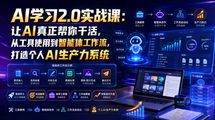 AI学习2.0实战课:让AI真正帮你干活,从工具使用到智能体工作流,打造个人AI生产力系统-鹊桥梦网创