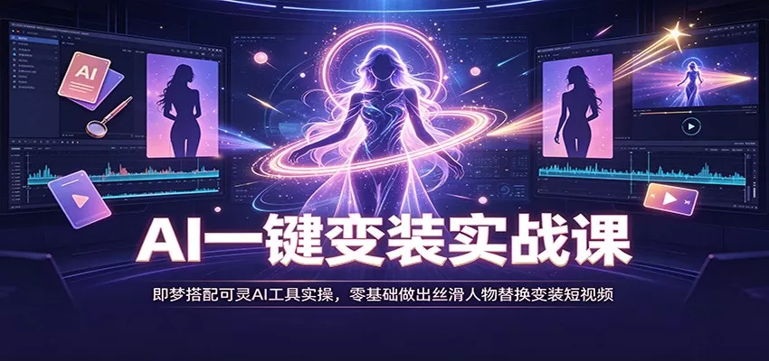 AI一键变装实战课：即梦搭配可灵AI工具实操，零基础做出丝滑人物替换变装短视频-鹊桥梦网创
