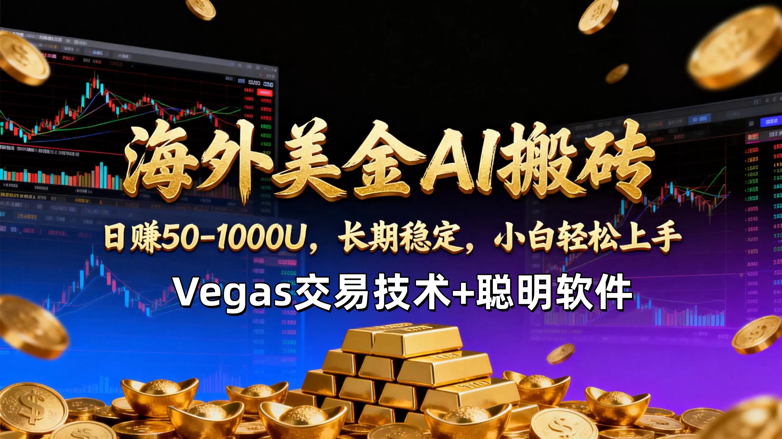 【海外美金AI搬砖】Vegas交易技术+聪明软件，日赚50-1000U，长期稳定，小白轻松上手。-鹊桥梦网创