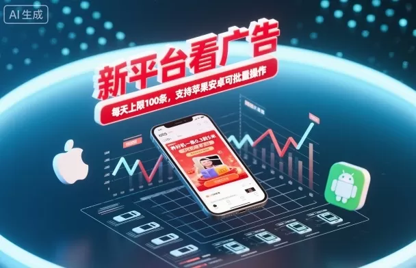 新平台看广告,养好机一条0.3到5米,每天上限100条,支持苹果安卓可批量操作-鹊桥梦网创