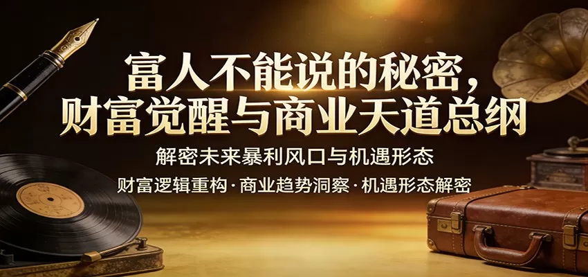 富人不能说的秘密，财富觉醒与商业天道总纲，解密未来暴利风口与机遇形态