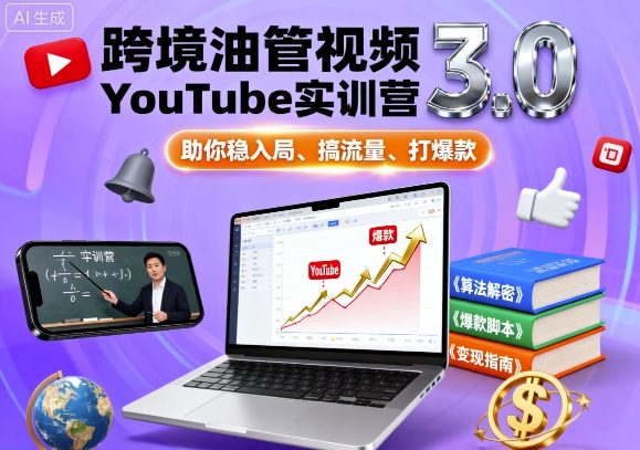 跨境油管视频YouTube实训营3.0，助你稳入局、搞流量、打爆款-鹊桥梦网创