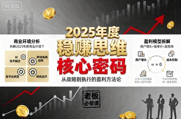 2025年度稳賺思维老板创业营，拆解2025年新商业环境下，企业实现持续盈利的核心密码-鹊桥梦网创