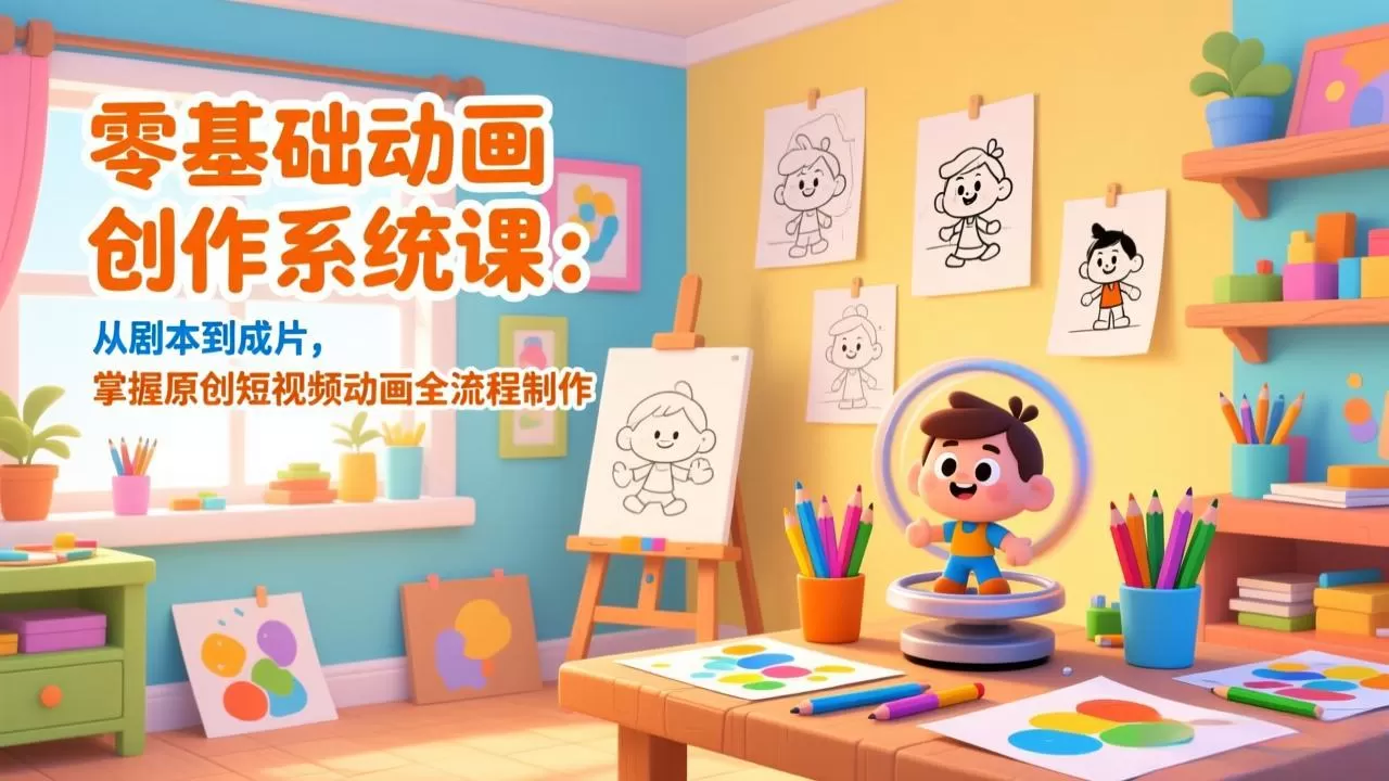 零基础动画创作系统课：从剧本到成片，掌握原创短视频动画全流程制作-鹊桥梦网创