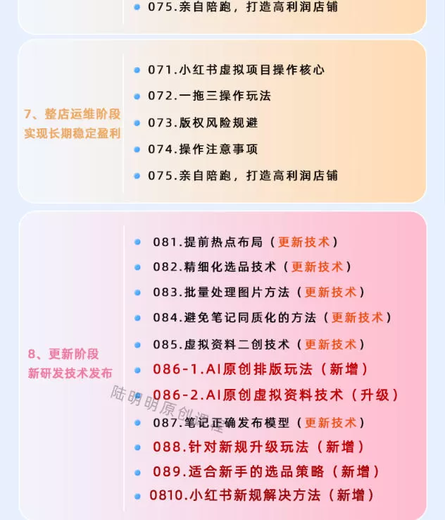 小红书虚拟项目特训班9.0，AI原创PPT技术全跑通，单品单店月纯利润几个W