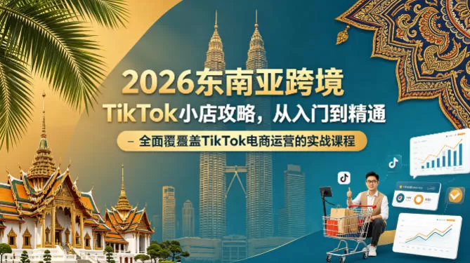 2026东南亚跨境TikTok小店攻略，从入门到精通、全面覆盖TikTok电商运营的实战课程（更新4月）-鹊桥梦网创