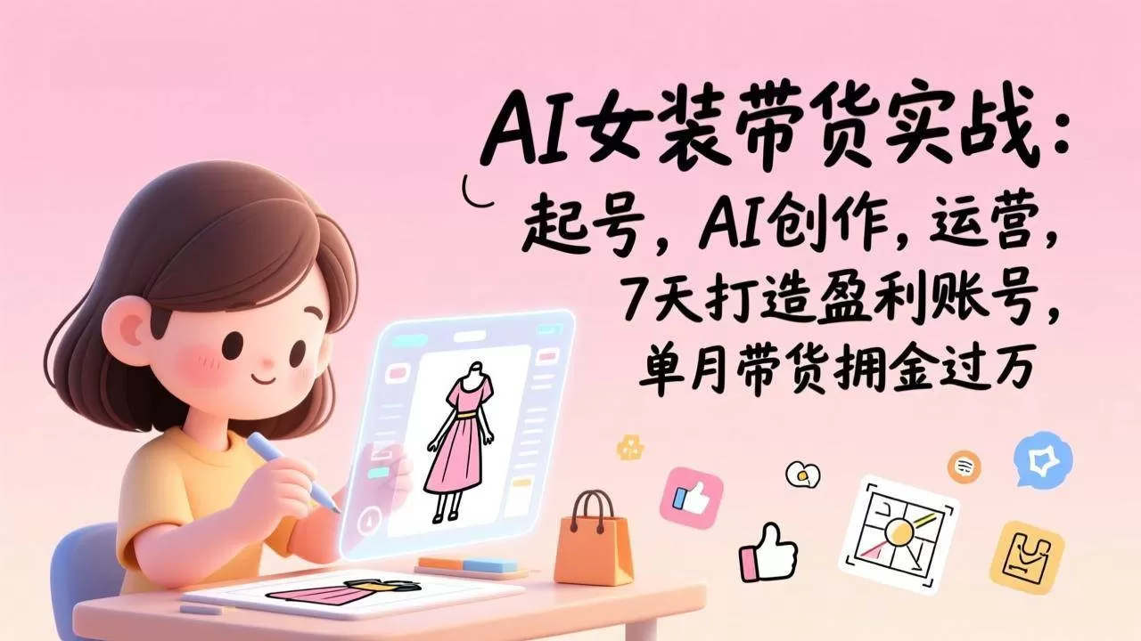 （17117期）AI女装带货实战班（更新）：起号，AI创作，运营，7天打造盈利账号，单月带货佣金过万-鹊桥梦网创