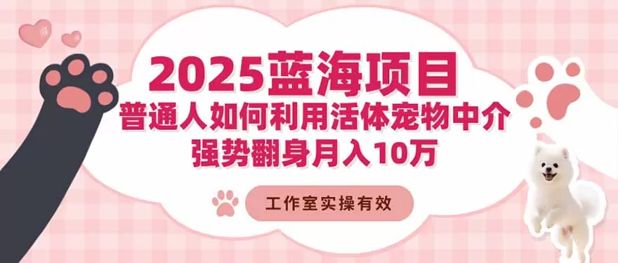 2025蓝海项目:普通人如何利用活体宠物中介,强势翻身月入10万-鹊桥梦网创