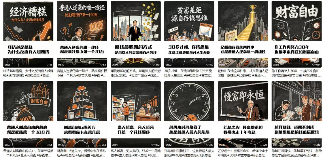 【AI书单】财富书籍图文解读玩法，一键直出，几十条视频，跑出1000单，全流程拆解，新手也可以上手