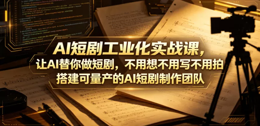AI短剧工业化实战课，让AI替你做短剧，不用想不用写不用拍，搭建可量产的AI短剧制作团队-鹊桥梦网创