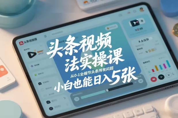 头条视频玩法实操课，从0-1全细节头条所有问题，小白也能日入5张-鹊桥梦网创