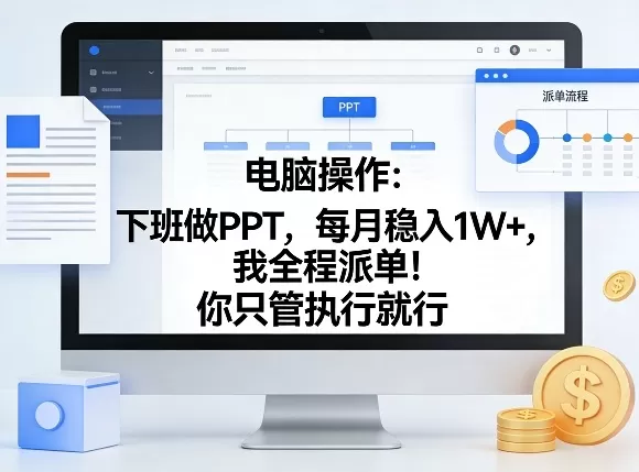 电脑操作:下班做PPT,每月稳入1W+,我全程派单!你只管执行就行【揭秘】-鹊桥梦网创