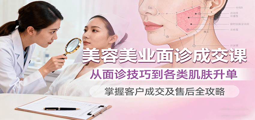 美容美业面诊成交课，从面诊技巧到各类肌肤升单，掌握客户成交及售后全攻略-鹊桥梦网创