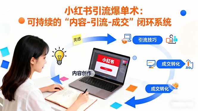 小红书引流爆单术：构建一套低成本 可持续的“内容-引流-成交”闭环系统-鹊桥梦网创