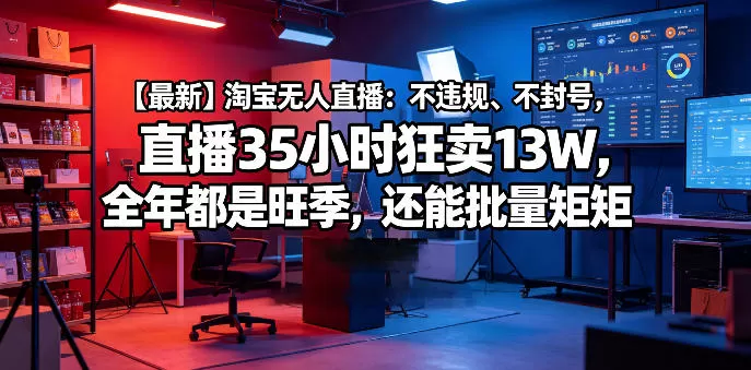【最新】淘宝无人直播：不违规、不封号，直播35小时狂卖13W，全年都是旺季，还能批量矩阵操作【揭秘】-鹊桥梦网创