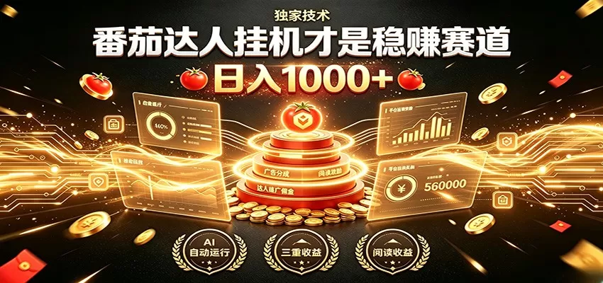 别再瞎找副业！番茄达人挂机才是稳赚赛道 日入1000+-鹊桥梦网创