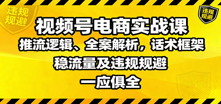 视频号电商实战课:推流逻辑、全案解析,话术框架,稳流量及违规规避等-鹊桥梦网创