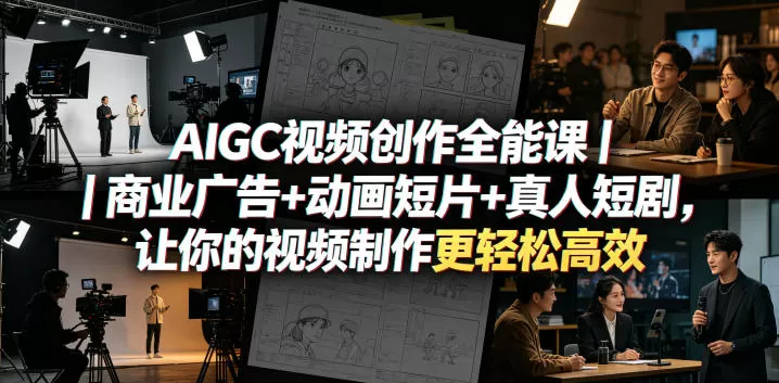 AIGC视频创作全能课｜商业广告+动画短片+真人短剧，让你的视频制作更轻松高效-鹊桥梦网创