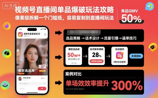 视频号直播间单品爆破玩法攻略，像素级拆解一个门槛低，容易复制到直播间玩法-鹊桥梦网创
