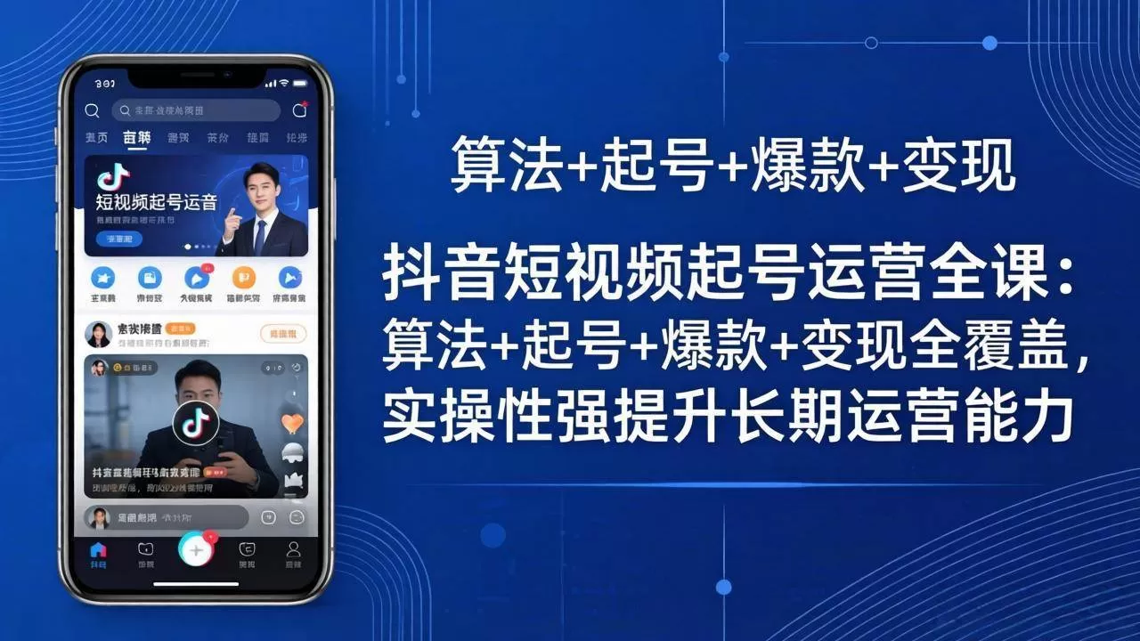 （18071期）抖音短视频起号运营全课：算法+起号+爆款+变现全覆盖，实操性强提升长期运营能力-鹊桥梦网创