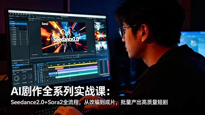 AI剧作全系列实战课:Seedance2.0+Sora2全流程,从改编到成片,批量产出高质量短剧-鹊桥梦网创