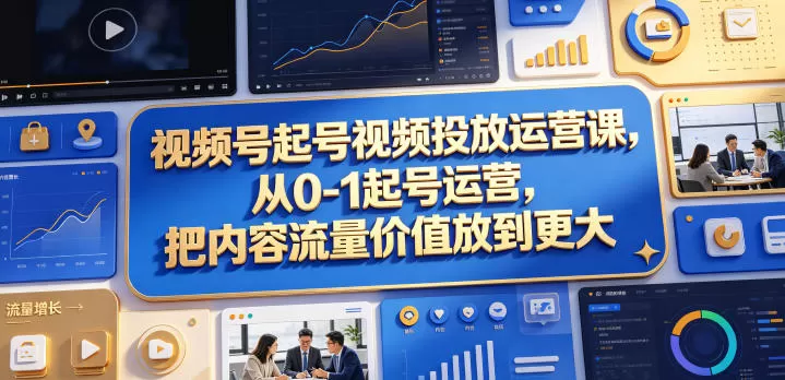 视频号起号视频投放运营课，从0-1起号运营，把内容流量价值放到更大-鹊桥梦网创