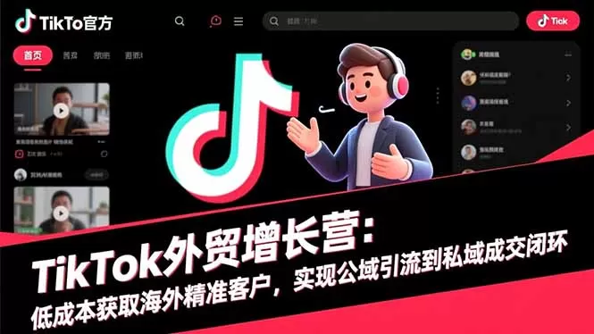 TikTok外贸增长营：低成本获取海外精准客户，实现公域引流到私域成交闭环-鹊桥梦网创