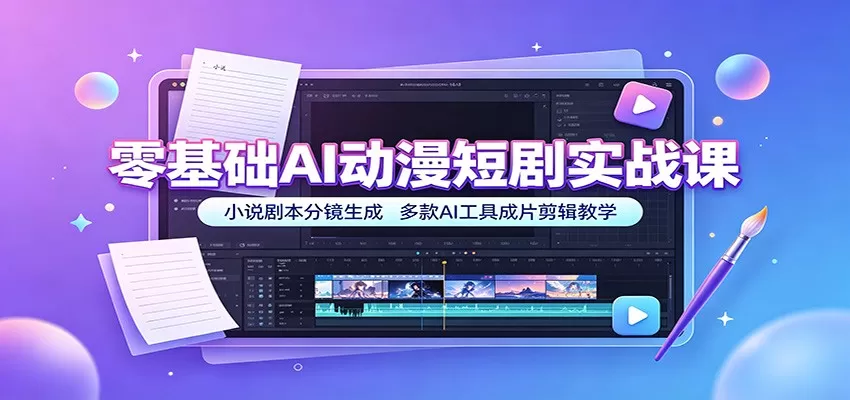零基础AI动漫短剧实战课：小说剧本分镜生成，多款AI工具成片剪辑教学-鹊桥梦网创