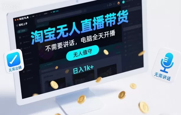 淘宝无人直播带货,不需要出镜,不需要讲话,电脑全天开播,轻松上手,日入1k+【揭秘】-鹊桥梦网创