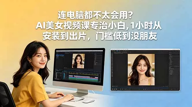 连电脑都不太会用？AI美女视频课专治小白，1小时从安装到出片，门槛低到没朋友-鹊桥梦网创