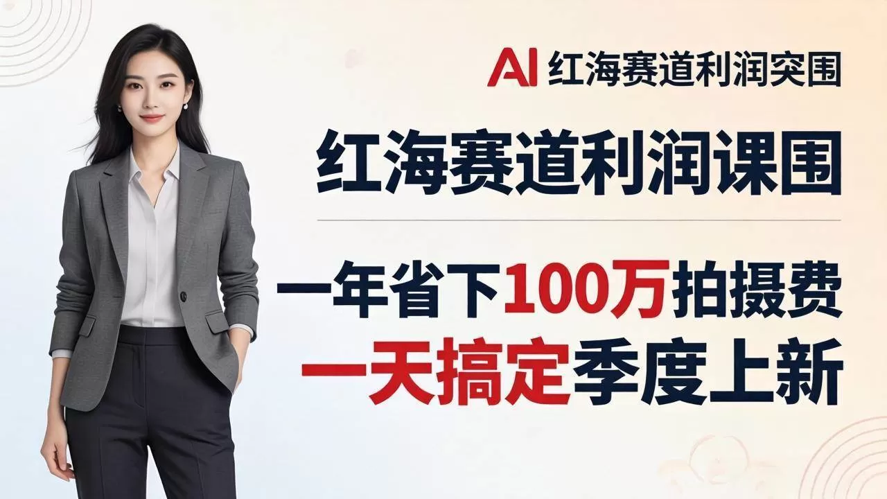 （17884期）服装老板AI模特图课：一年省下100万拍摄费，一天搞定季度上新，红海赛道利润突围-鹊桥梦网创