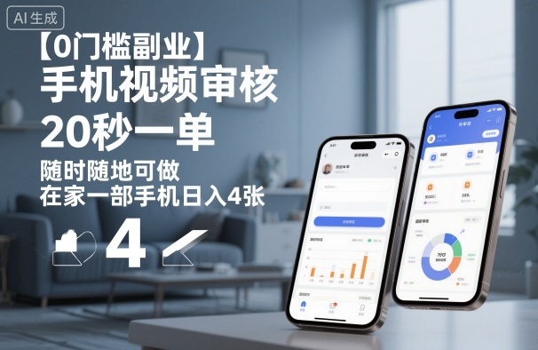 【0门槛副业】手机视频审核，20秒一单，随时随地可做，在家一部手机日入4张【揭秘】-鹊桥梦网创