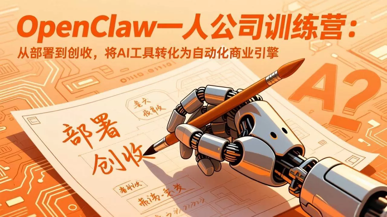 （17540期）OpenClaw一人公司训练营：从部署到创收，将AI工具转化为自动化商业引擎-鹊桥梦网创