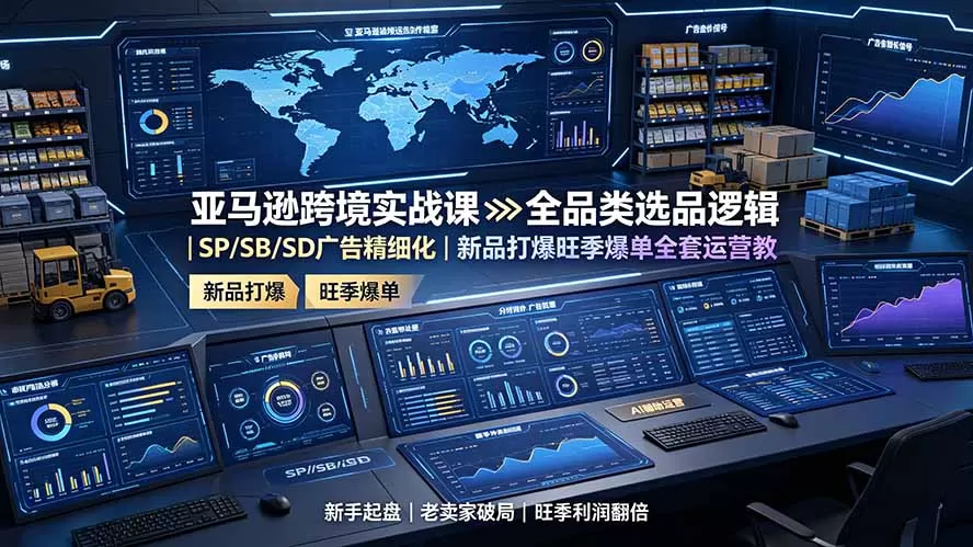 亚马逊跨境实战课：全品类选品逻辑｜SP/SB/SD广告精细化｜新品打爆旺季爆单全套运营教程-鹊桥梦网创