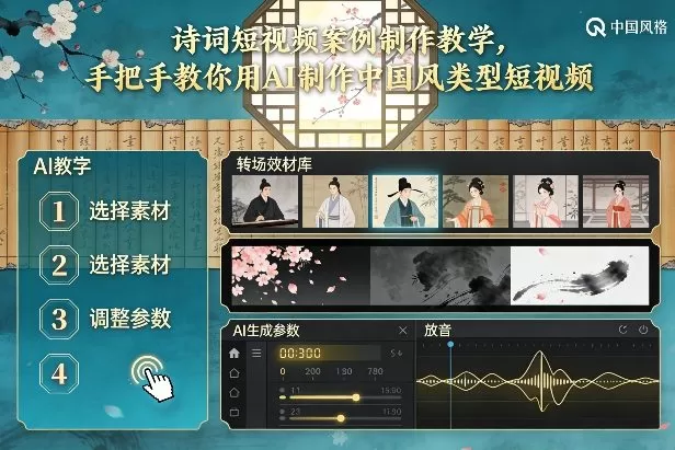 古诗词短视频案例制作教学，手把手教你用AI制作中国风类型短视频-鹊桥梦网创