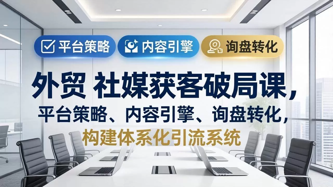 (17901期)外贸 社媒获客破局课,平台策略、内容引擎、询盘转化,构建体系化引流系统(更新26年3月)-鹊桥梦网创