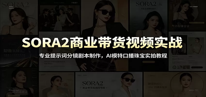 SORA2商业带货视频实战：专业提示词分镜剧本制作，AI模特口播珠宝实拍教程