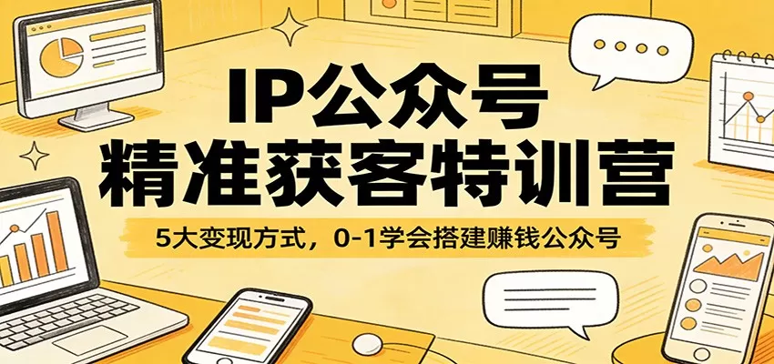 IP公众号精准获客特训营：5大变现方式，0-1学会搭建赚钱公众号