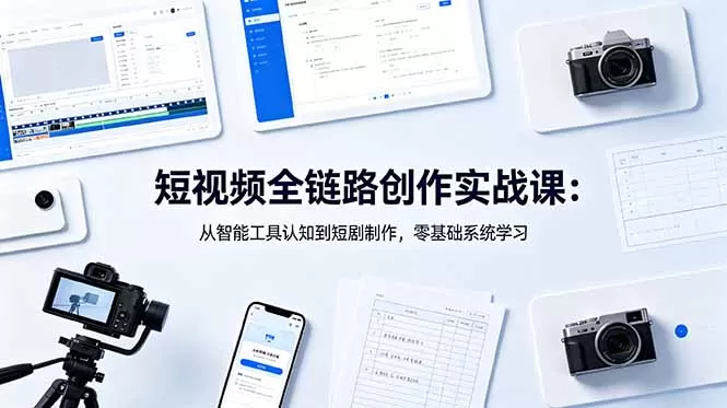 短视频全链路创作实战课：从智能工具认知到短剧制作，零基础系统学习-鹊桥梦网创