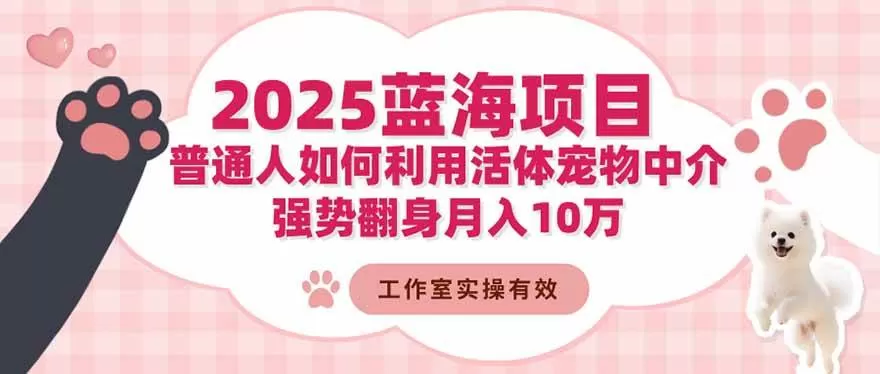 (16489期)2025蓝海项目:普通人如何利用活体宠物中介,强势翻身月入10万 (16489期)2025蓝海项目:普通人如何利用活体宠物中介,强势翻身月入10万