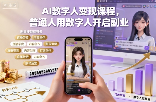 AI数字人变现课程,普通人用数字人开启副业-鹊桥梦网创