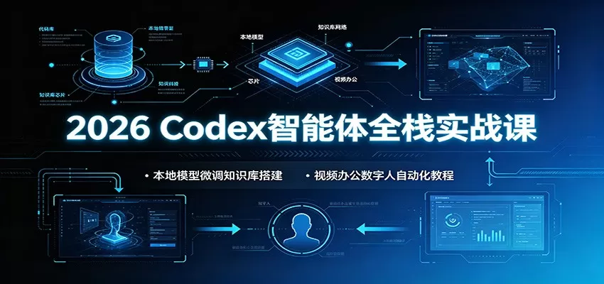 2026 Codex智能体全栈实战课:本地模型微调知识库搭建,视频办公数字人自动化教程-鹊桥梦网创