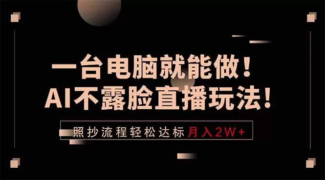 一台电脑就能做！AI不露脸直播玩法，照抄流程轻松达标月入2W+-鹊桥梦网创