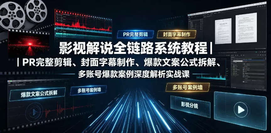 影视解说全链路系统教程|PR完整剪辑、封面字幕制作、爆款文案公式拆解、多账号爆款案例深度解析实战课 影视解说全链路系统教程|PR完整剪辑、封面字幕制作、爆款文案公式拆解、多账号爆款案例深度解析实战课