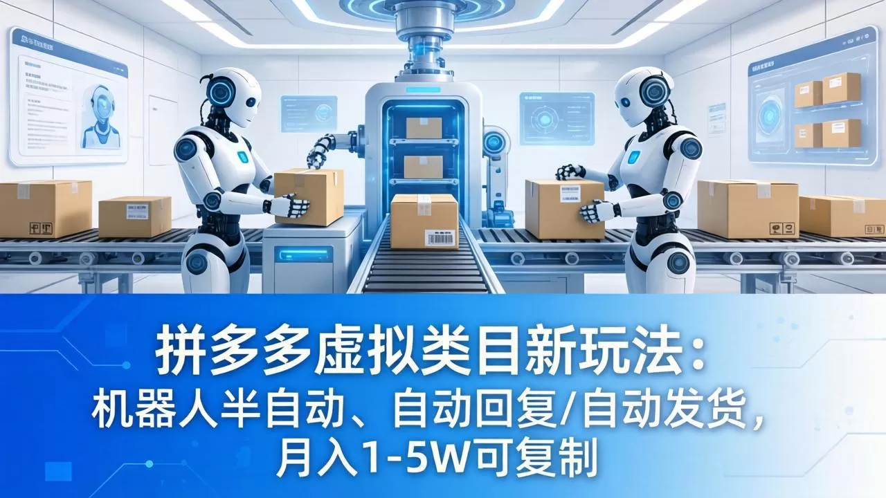 拼多多虚拟类目新玩法：机器人半自动、自动回复 /自动发货，月入 1-5W 可复制-鹊桥梦网创
