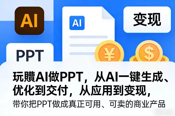 玩賺AI做PPT，从AI一键生成、优化到交付，从应用到变现，带你把PPT做成真正可用、可卖的商业产品(更新0401)-鹊桥梦网创
