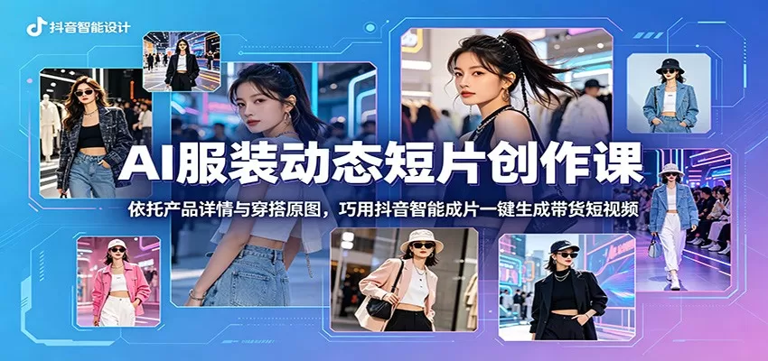 AI服装动态短片创作课：依托产品详情与穿搭原图，巧用抖音智能成片一键生成带货短视频-鹊桥梦网创
