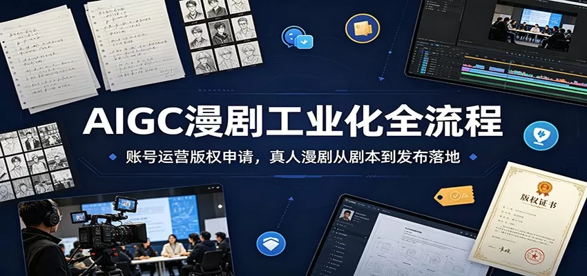 AIGC漫剧工业化全流程:账号运营版权申请,真人漫剧从剧本到发布落地-鹊桥梦网创